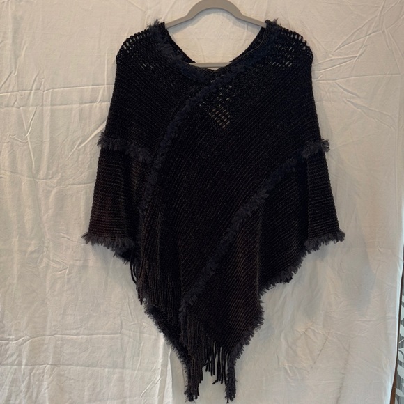 NATURAL LIFE Black Knit Women's Poncho Sweater - Picture 1 of 4